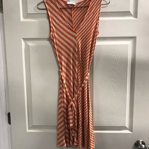 Calvin Klein Orange and Tan Chevron Midi Dress - Size 2 - VGUC